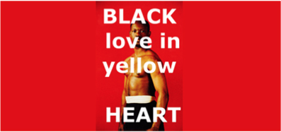 BLACK love in yellow HEART